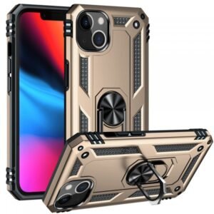 Tech Armor Ring Stand Grip Case with Metal Plate for Apple iPhone 17e / 16e / 13 (Gold)