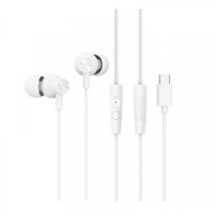 Premium USB Type C Wired Earbuds with Mic - HiFi Stereo Noise Isolating Headphones for Music and Calls for Universal Cell Phone And Devices (White)