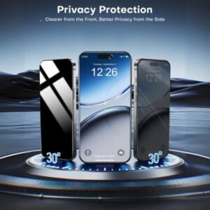 Premium Privacy Screen Protector Full Coverage Anti-Spy Tempered Glass Shield for Apple iPhone 17 Pro Max / 16 Pro Max (Black)