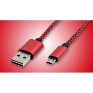 Micro 2A USB V8V9 Heavy Duty Braided Cable 3FT (Red)