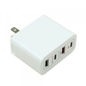 38W PD QC 4-Port Fast Charging Dual Port USB-C & Dual Port USB Foldable Multiport Wall Charger Cube for Universal Cell Phone, Device and More (White)