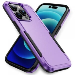 Heavy Duty Strong Armor Hybrid Trailblazer Case Cover for Apple iPhone 15 Pro Max (Purple)